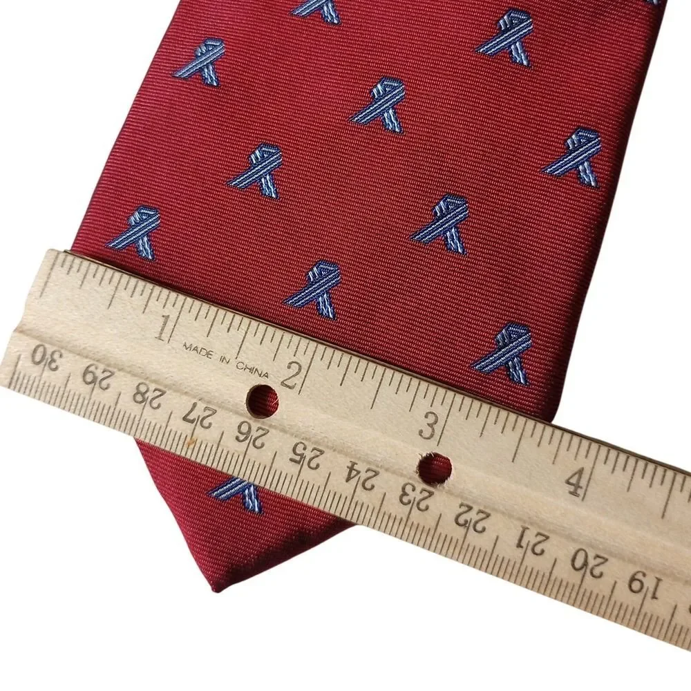 Brooks Brothers Basics Mens Red Silk Awareness Ribbon Necktie Made in USA